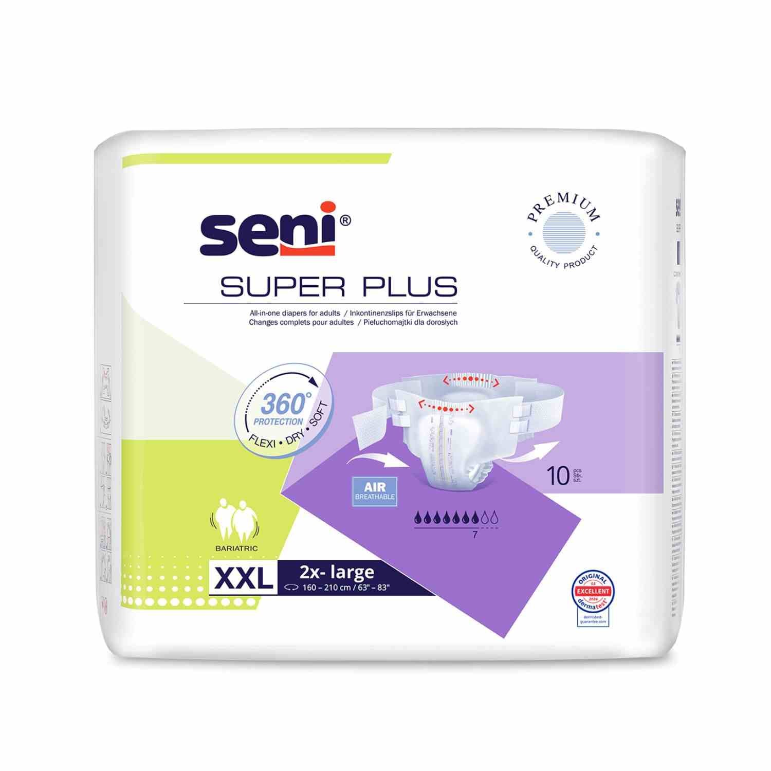 Seni Super Plus - Windeln für schwere Inkontinenz, ca. 3200 ml - Gr. 2-XL (Extra Groß)